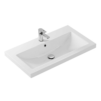 Раковина из сантехнического фарфора Onika Como UM-COM80/1 80х45 накладная цвет белый 1 отверстие под смеситель