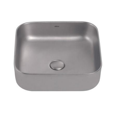 Раковина из сантехнического фаянса Abber RECHTECK AC2211MS 40х40 накладная цвет хром без отверстий под смеситель