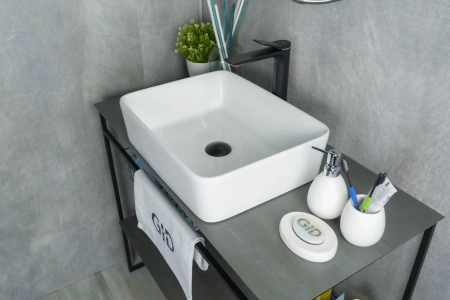 Раковина керамическая Gid Geométrico 51120 50х40 накладная цвет белый без отверстий под смеситель