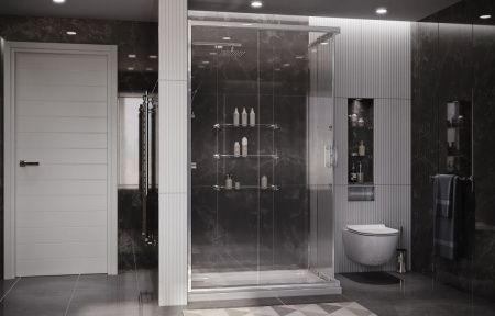 Душевой уголок Ambassador Kingston 14011101 120х80 стекло прозрачное профиль хром без поддона