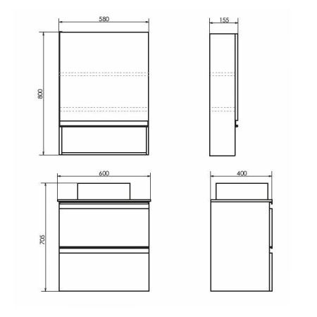 Тумба с раковиной Comforty Эдинбург 00-00005701CF 60х40 подвесная цвет серый