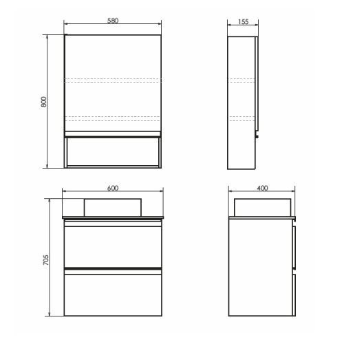 Тумба с раковиной Comforty Эдинбург 00-00005701CF 60х40х70,5 - фото 2
