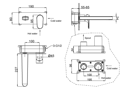 Смеситель Boheme Spectre 455-MG на раковину золото матовое - фото 2