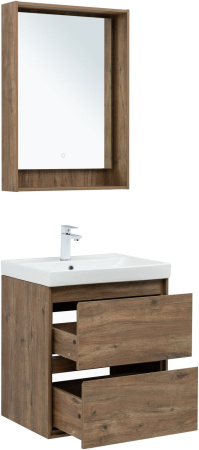 Тумба под раковину Aquanet Милан 00336377 60х45х64 подвесная цвет темное дерево