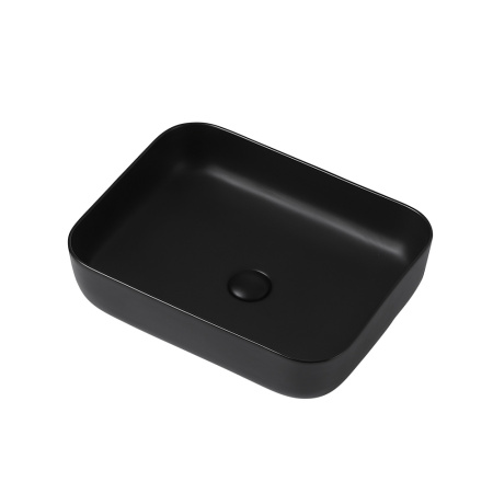 Раковина керамическая Abber RECHTECK AC2202MB 50х39 накладная цвет черный матовый без отверстий под смеситель