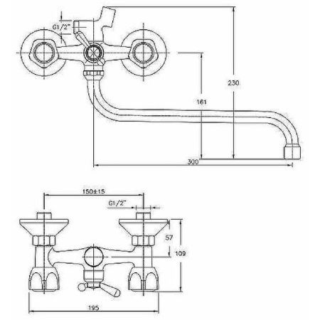 Смеситель для ванны и душа Haiba HB2226 настенный хром