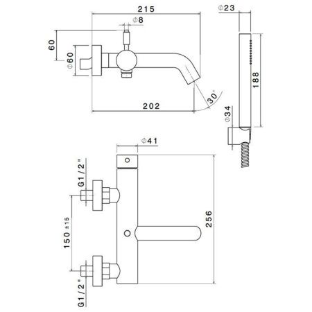 Смеситель для ванны Newform X-STEEL 316 69640CX.59.067 настенный медь