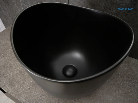 Раковина керамическая Gid Creativo 53378 40х40 накладная цвет черный без отверстий под смеситель
