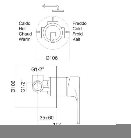 Смеситель для ванны и душа Fiore 88BB7565 настенный белый