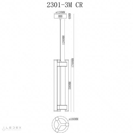 Светильник подвесной iLedex Rocks (Роцкс) 2301-3M CR
