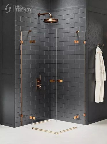 Душевой уголок New Trendy AVEXA Copper brushed EXK-3686 120х90 стекло прозрачное профиль медь без поддона