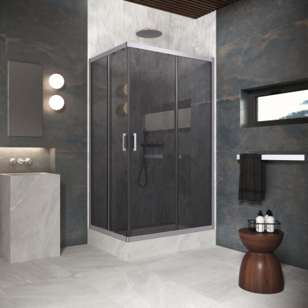 Душевой уголок Vegas-Glass ZA-F Protec ZA-F Protec h1900 120*70 07 07 120х70 стекло тонированное профиль хром матовый без поддона