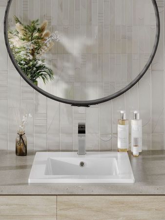 Раковина из сантехнического фарфора Orange B03-410w 40х40 встраиваемая цвет белый