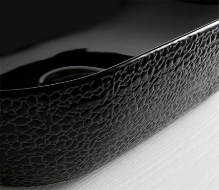 Раковина из санфаянса CeramaLux D1302H004 50х40 накладная цвет черный глянцевый