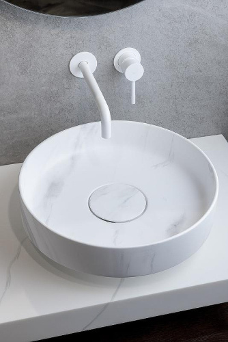 Раковина из искусственного камня Boheme Corian 801-CLCT 40х40 накладная цвет белый мрамор - фото 3