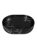 Раковина из сантехнического фарфора Teymi Solli T50387 49х35 накладная цвет черный мрамор без отверстий под смеситель