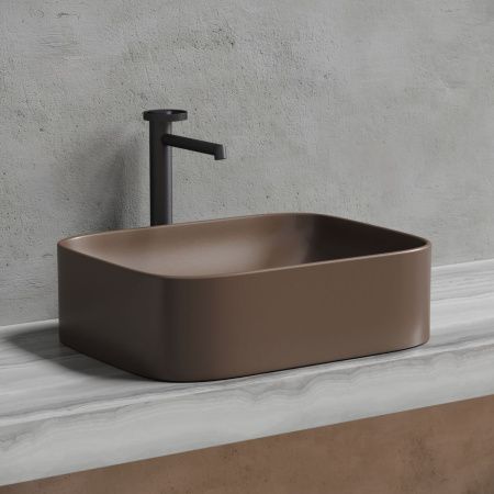 Раковина из сантехнического фарфора Ceramica Nova ELEMENT CN6052MDB 50х40 накладная цвет коричневый без отверстий под смеситель