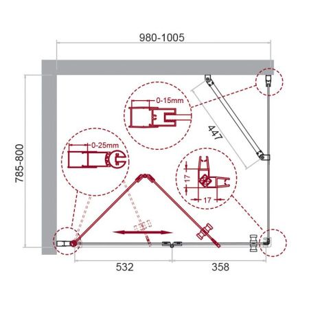 Душевой уголок BelBagno ALBANO ALBANO-ASH-1-100/80-C-Cr 100х80 стекло прозрачное профиль хром без поддона