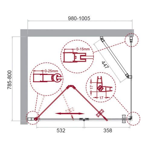 Душевой уголок BelBagno ALBANO ALBANO-ASH-1-100/80-C-Cr 100х80 стекло прозрачное профиль хром глянцевый без поддона - фото 2