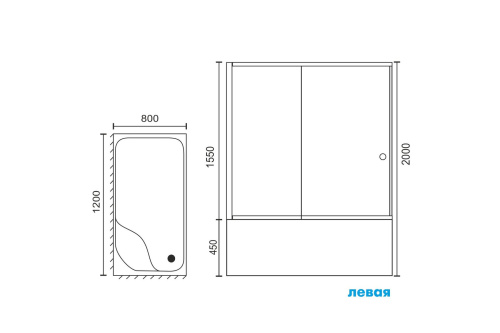 Душевой уголок Royal Bath BP RB8120BP-T-BL-L 120х80 стекло прозрачное профиль черный с поддоном - фото 4