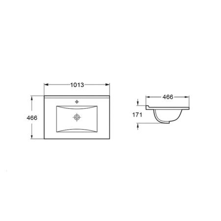 Раковина из сантехнического фарфора Vincea VBS-13100MB 100х50 встраиваемая цвет черный 1 отверстие под смеситель