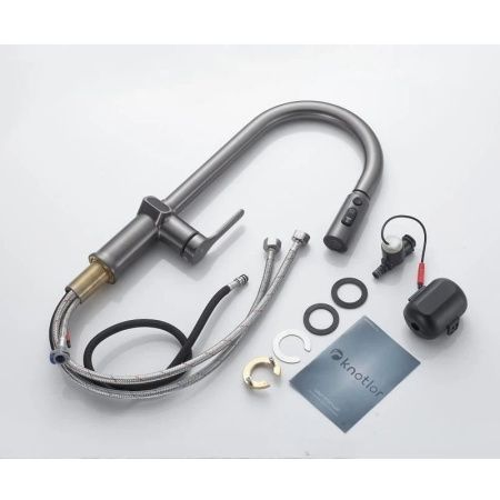 Смеситель для кухни Knotlor KN-100/GM на мойку вороненая сталь