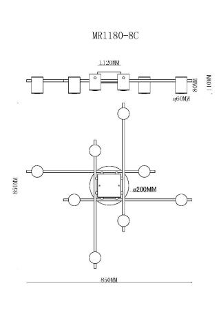Люстра потолочная Myfar Gella (Гелла) MR1180-8C