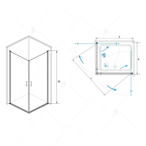 Душевой уголок RGW Leipzig 06123008-11 80х80 стекло прозрачное профиль хром глянцевый без поддона - фото 2