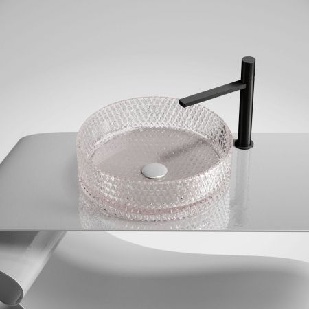 Раковина стеклянная Ceramica Nova CRISTAL CN6061 40х40 накладная цвет розовый без отверстий под смеситель