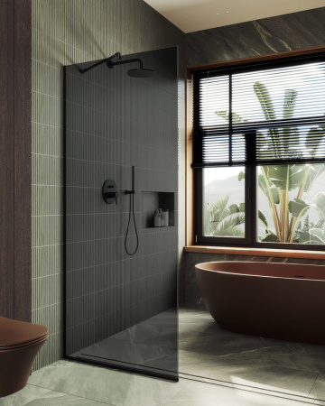 Душевая перегородка Maybah Glass MGD-686-6у 119х195 стекло тонированное профиль черный