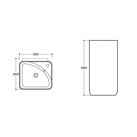 Раковина из сантехнического фарфора Vincea VBS-2P202 50х46 напольная цвет белый 1 отверстие под смеситель