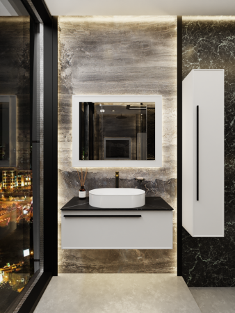 Тумба со столешницей La Fenice ELBA NFNC-01-ELB-B-80-3-GB 80х50 подвесная цвет белый