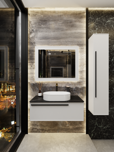 Тумба со столешницей La Fenice ELBA NFNC-01-ELB-B-80-3-GB 80х62х49 подвесная цвет белый - фото 3