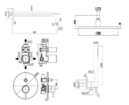 Душевая система Paffoni Light KITLIG015HGSPKING встраиваемая в стену