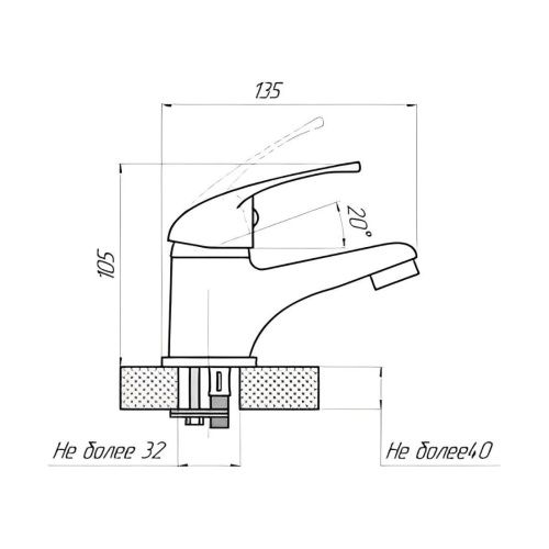 Смеситель Сантаком 9302 на раковину хром - фото 3