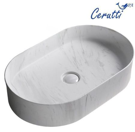 Раковина из сантехнического фарфора Cerutti SPA CR0055B MMW1 50х40 накладная цвет белый без отверстий под смеситель