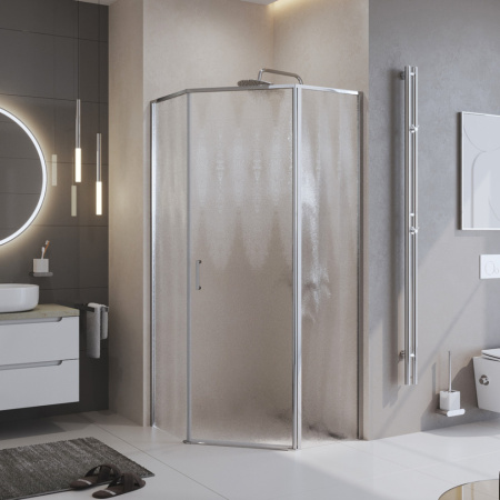 Душевой уголок BelBagno UNO-195 UNO-195-P-1-90-CH-CR стекло шиншилла 5 мм
