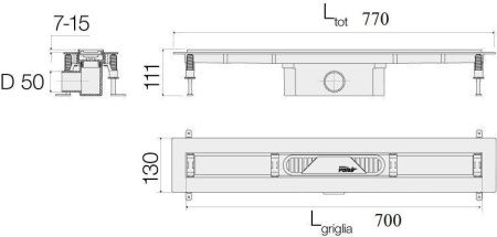 Душевой лоток Valsir Linea VS0701951 70х5 хром