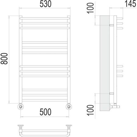 Полотенцесушитель водяной Terminus 4670078530837 55х80 хром