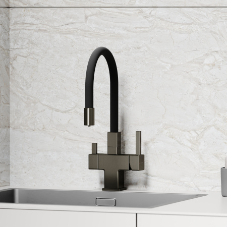 Смеситель для кухни Sancos Arno SC4005GG на мойку вороненая сталь/черный без термостата