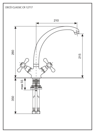 Смеситель для кухни Emmevi Deco Classic 12717/BR на раковину бронза