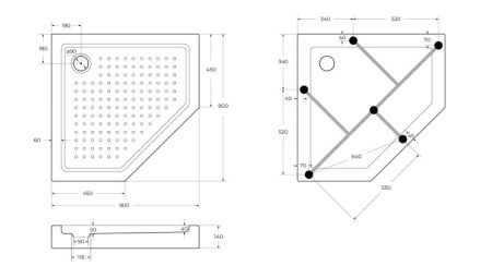 Душевой поддон акриловый Cezares TRAY-A-P-90-15-W0 90х90 белый с ножками