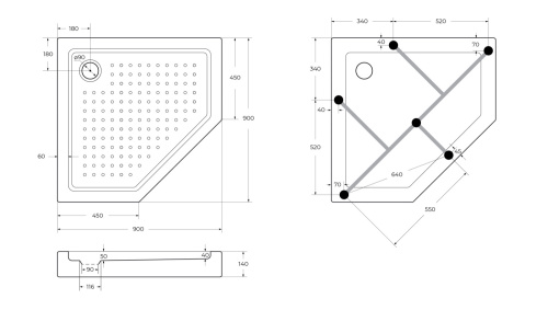 Душевой поддон Cezares TRAY-A-P-90-15-W0 90х90 акрил белый - фото 2