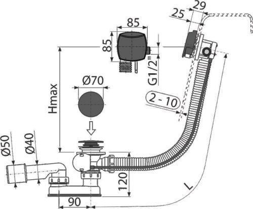 Слив-перелив Alcadrain Black A564BLACK - фото 2