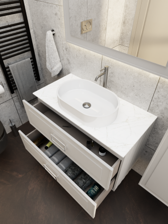 Тумба со столешницей La Fenice CUBO TWIN NFNC-01-CUB-C-90-2-2-GG 90х50 подвесная цвет бежевый