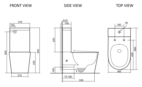 Унитаз напольный с бачком SantiLine SL-5026MB цвет черный матовый с сиденьем микролифт безободковый смыв воронка-водоворот - фото 2