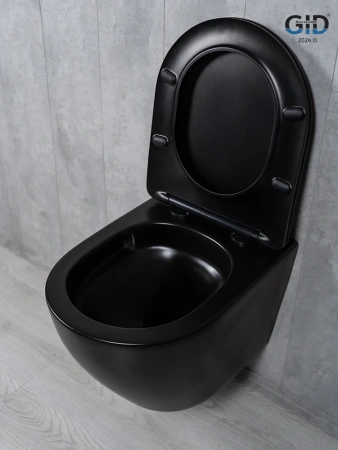 Унитаз подвесной Gid Tornado 62261Y черный матовый с сиденьем микролифт безободковый смыв торнадо