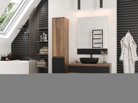 Шкаф-пенал Brevita Dakota DAK-050350-19/02Л 40х170 подвесной цвет черный/коричневый