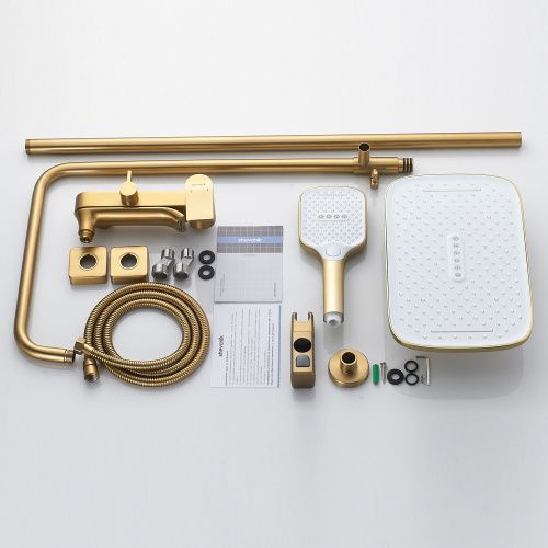 Душевая стойка Shevanik S4136G настенная цвет золотой сатин - фото 4