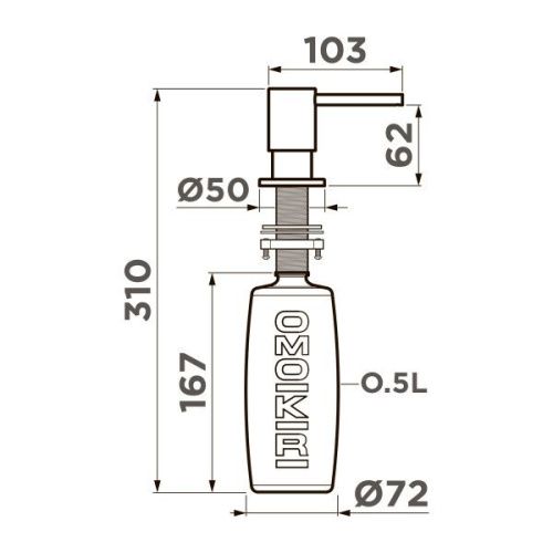 Дозатор Omoikiri OM-08-GM 4995086 - фото 2